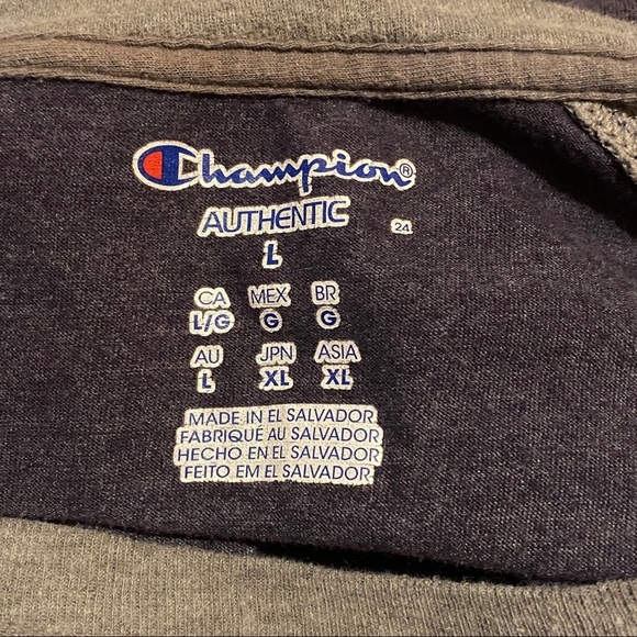 Champion Two Tone Gray Raglan T-Shirt Men's L Large - Picture 2 of 6